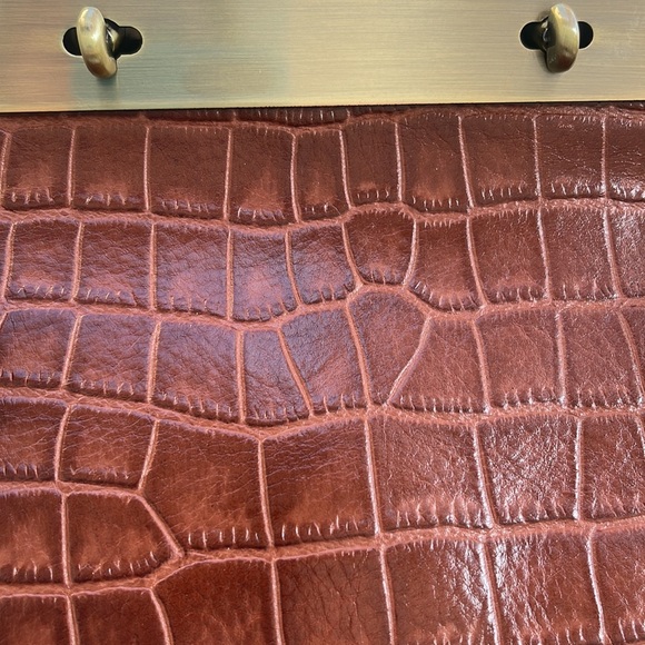 Patricia Nash Leather Croc Embossed Benvenuto Tote British Tan - Picture 8 of 12